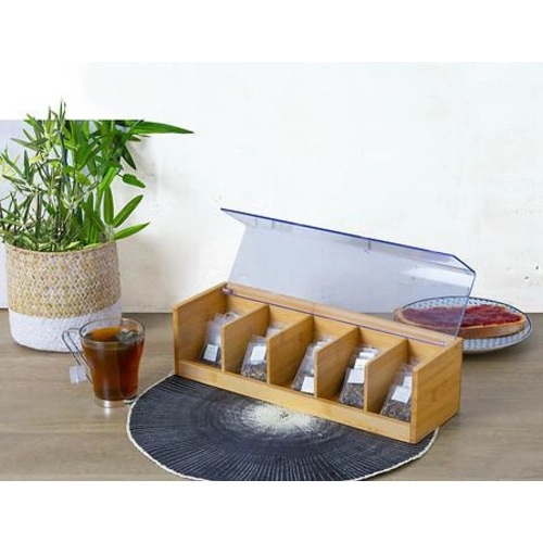 Pudełko na herbatę z 5 przegródkami       z bambusa