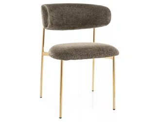 Krzesło Pasco Slim oliwkowe welurowe złote nogi do jadalni Intesi