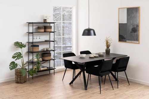 Krzesło tapicerowane Ranja Actona czarne z podłokietnikami nowoczesne do jadalni i salonu