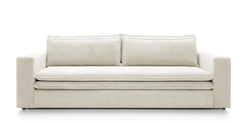 Sofa rozkładana z funkcją spania Ulnes biała sztruksowa 3 osobowa do salonu z pojemnikiem