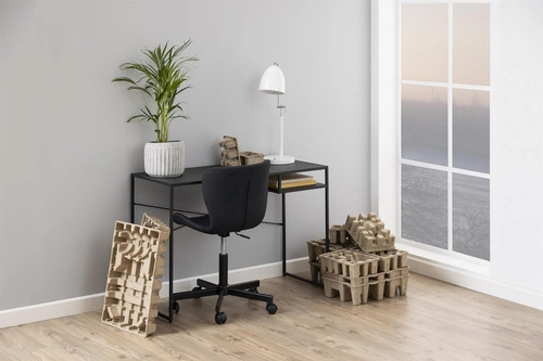 Biurko nowoczesne Newcastle czarne metalowe z szufladą kompaktowe do pracy i biura 110 cm