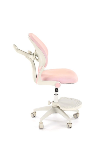 Fotel biurowy ergonomiczny Menara różowy obrotowy z podłokietnikami i podnóżkiem do nauki