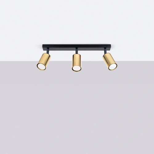 Nowoczesny plafon sufitowy WINX 3 czarny złoty stalowy do salonu i sypialni 45 cm