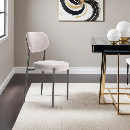 Krzesło tapicerowane Camile Velvet szare welurowe do jadalni i salonu glamour Intesi