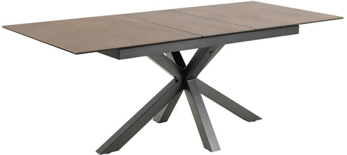 Stół rozkładany do jadalni Heaven 168/210 cm brązowy ceramiczny blat czarne nogi nowoczesny Actona