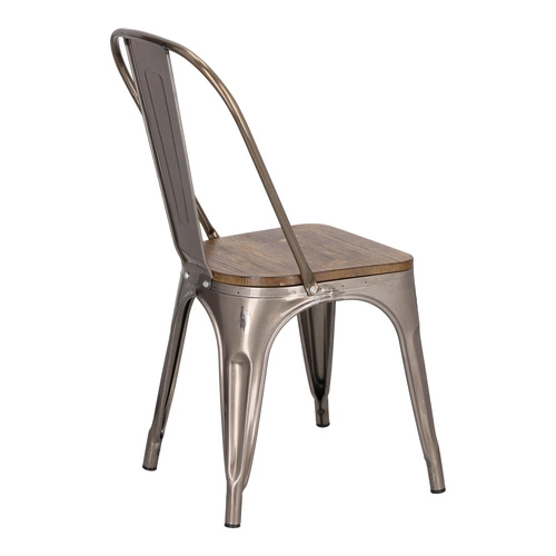 Krzesło Paris Wood D2.DESIGN metalowe z drewnianym siedziskiem do jadalni styl industrialny
