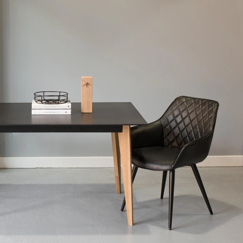 Krzesło tapicerowane Rox czarne ekoskóra z podłokietnikami do jadalni i kuchni Intesi