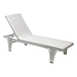 Leżak ogrodowy Tahiti SCAB Design biały nowoczesny technopolimer regulowany na taras i do ogrodu