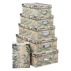 Atmosphera Harmonie zestaw 6 kartonowych pudełek do regału beżowo-zielony