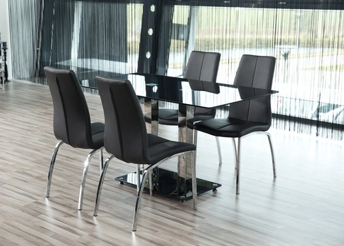 Krzesło do jadalni Asama Actona czarne tapicerowane ekoskóra nowoczesne na metalowych nogach