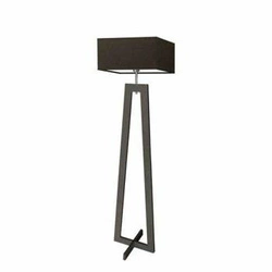 Lampa stojąca do salonu JAWA brązowa nowoczesna drewniana z abażurem LYSNE 138 cm