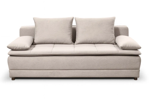 Sofa rozkładana Mikkeli beżowa z funkcją spania do salonu styl skandynawski 2-osobowa