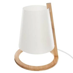 Lampka nocna do sypialni Pita Atmosphera biała bambusowa nowoczesna lampa stołowa 26,5 cm