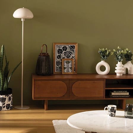 Lampa stojąca do salonu Savio 140 cm biała nowoczesna metalowa Atmosphera