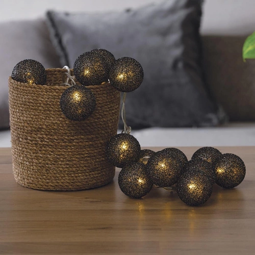 Girlanda cotton balls 20 lampek LED czarna