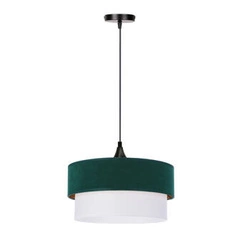 Lampa wisząca Sinagra czarny 1x60 E27 abażur duo 35+30 but.zieleń\zloto+ biały