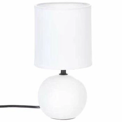 Lampka nocna do sypialni Timeo Atmosphera biała ceramiczna nowoczesna z abażurem 25 cm