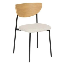 Krzesło tapicerowane Jaisa Atmosphera do jadalni i kuchni beżowe skandynawskie na czarnych nogach