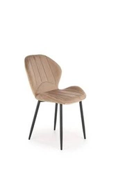 Krzesło tapicerowane Griviza Velvet beżowe do jadalni nowoczesne welurowe na czarnych nogach