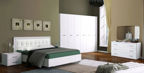 Komoda Bella biała połysk 130 cm nowoczesna z szufladami do sypialni Intesi