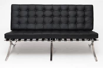Sofa BA2 2 osobowa, czarna ekoskóra inspirowana Barcelona