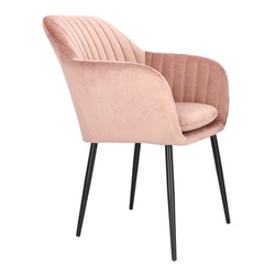 Krzesło do jadalni Emilia tapicerowane welur dusty rose z podłokietnikami glamour Actona