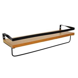 Półka kuchenna loftowa Indu czarna drewniana wisząca na przyprawy z poprzeczką Intesi