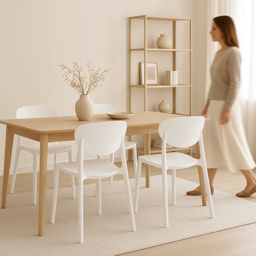 Krzesło Plasta białe do jadalni i ogrodu z polipropylenu, łatwe czyszczenie, sztaplowane 5five