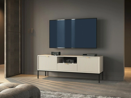 Szafka RTV ryflowana kaszmir 154 cm Delicious Intesi nowoczesna stojąca do salonu z szufladami