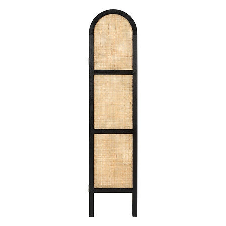 Parawan rattanowy do salonu i sypialni Sana 3-skrzydłowy czarno-naturalny Atmosphera 120x170 cm