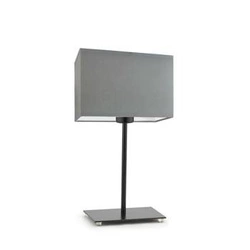 Lampka nocna do sypialni AMALFI szara nowoczesna z abażurem na czarnym stelażu LYSNE