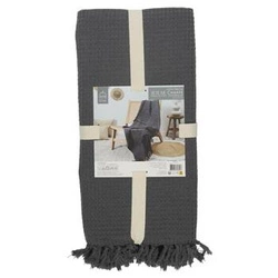 Narzuta waflowa bawełniana na łóżko 120x150 cm grafitowa Intesi nowoczesna