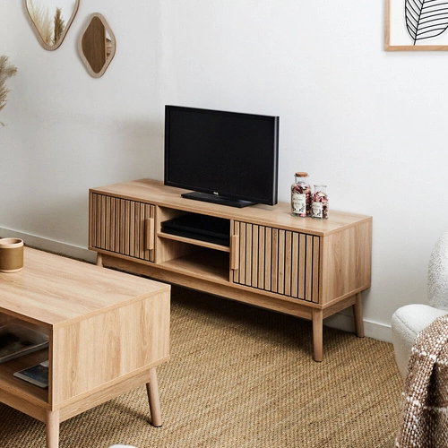 Szafka RTV drewniana Klaus 117 cm stojąca nowoczesna do salonu skandynawska Intesi