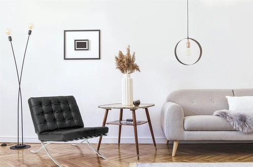 Fotel wypoczynkowy BA1 inspirowany Barcelona czarna ekoskóra nowoczesny do salonu glamour