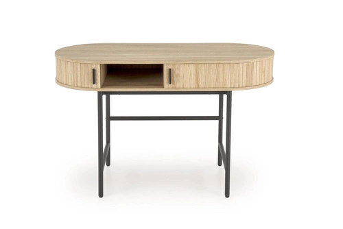 Biurko Bahli skandynawskie do pracy 120 cm nowoczesne naturalne z czarnymi nogami Intesi