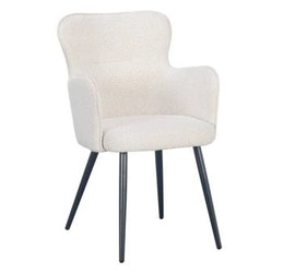 Krzesło do jadalni Cherson Intesi tapicerowane tkanina teddy bear białe z podłokietnikami nowoczesne