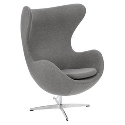 Fotel uszak Jajo inspirowany Egg do salonu i biura szary nowoczesny obrotowy Easy Clean