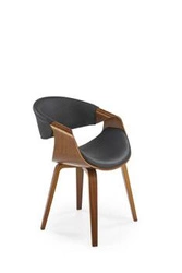 Krzesło drewniane Shiloh Intesi do jadalni tapicerowane ekoskóra czarne z podłokietnikami