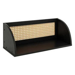 Czarna półka ścienna Raquel 48x18 cm drewniana na książki i dekoracje do salonu Atmosphera