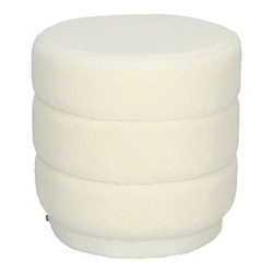 Pufa Sinan okrągła biała nowoczesna tapicerowana do salonu i przedpokoju Atmosphera 40 cm