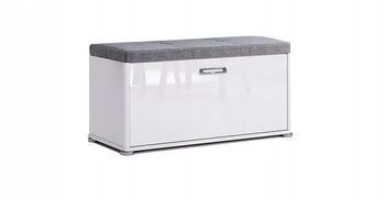 Szafka na buty z siedziskiem Bella Intesi biała połysk, nowoczesna do przedpokoju 90 cm