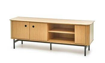 Szafka RTV Zefir 167 cm nowoczesna drewniana dąb czarny na wysokich nogach do salonu Intesi