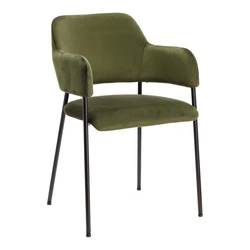 Krzesło Lima welurowe z podłokietnikami zielone Outlet