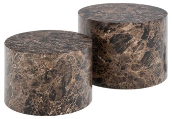 Zestaw 2 stolików Dice okrągłe marmur brązowy outlet