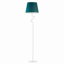 Lampa stojąca do salonu FOGO zielona nowoczesna z welurowym abażurem glamour Lysne 174 cm