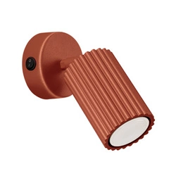 Kinkiet ścienny Karbon ochra czerwona z włącznikiem, aluminium, ruchomy klosz, nowoczesny do salonu