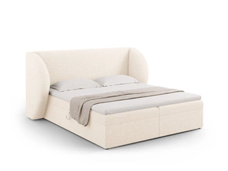 Łóżko tapicerowane Miley beżowe 140x200 z pojemnikiem nowoczesne do sypialni