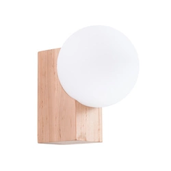 Kinkiet ścienny BULBO nowoczesny biały z naturalnego drewna do salonu i sypialni SOLLUX LIGHTING