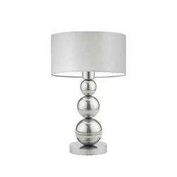 Lampka nocna HONOLULU nowoczesna z abażurem jasny szary srebrny do sypialni i salonu