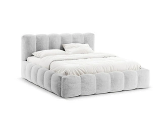 Łóżko tapicerowane Lupine 180x200 srebrne chenille z pojemnikiem do sypialni glamour